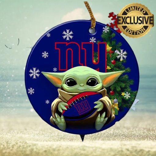 New York Giants Baby Yoda NFL Custom Name 2023 Holiday Gifts Christmas Decorations Ornament