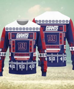 New York Giants Christmas Ball Snowfalke Pattern Knitted Sweater