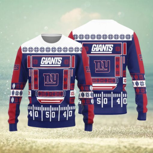 New York Giants Christmas Ball Snowfalke Pattern Knitted Sweater