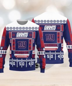 New York Giants Christmas Ball Snowfalke Pattern Knitted Sweater