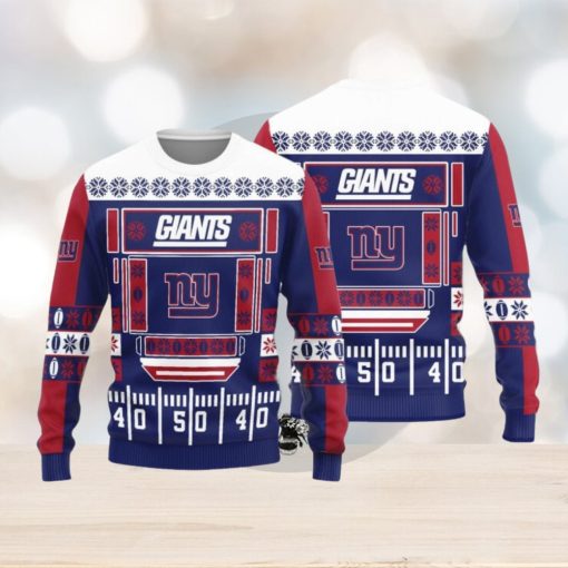 New York Giants Christmas Ball Snowfalke Pattern Knitted Sweater