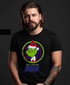 New York Giants NFL Christmas Grinch I Hate People But I Love My Favorite Football Team T Shirt