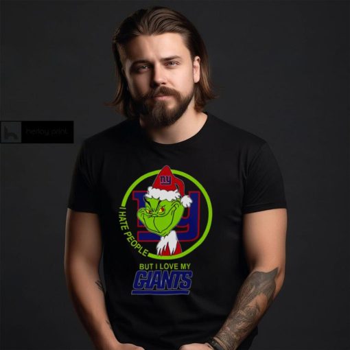 New York Giants NFL Christmas Grinch I Hate People But I Love My Favorite Football Team T Shirt