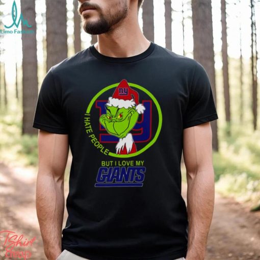 New York Giants NFL Christmas Grinch I Hate People But I Love My Favorite Football Team T Shirt