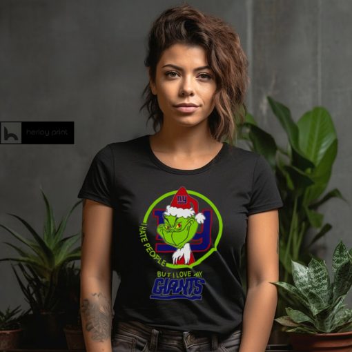 New York Giants NFL Christmas Grinch I Hate People But I Love My Favorite Football Team T Shirt