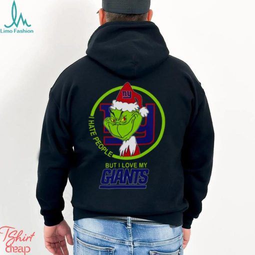 New York Giants NFL Christmas Grinch I Hate People But I Love My Favorite Football Team T Shirt