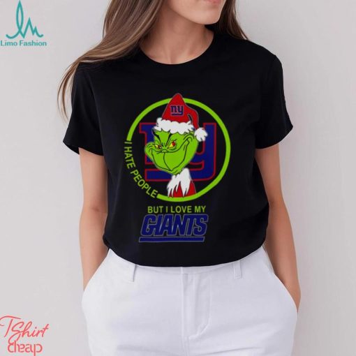 New York Giants NFL Christmas Grinch I Hate People But I Love My Favorite Football Team T Shirt