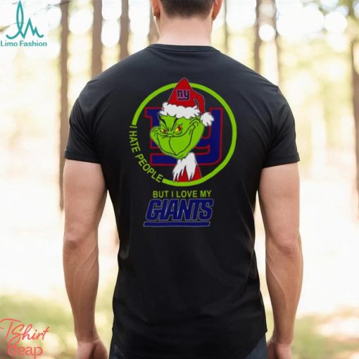 New York Giants NFL Christmas Grinch I Hate People But I Love My Favorite Football Team T Shirt