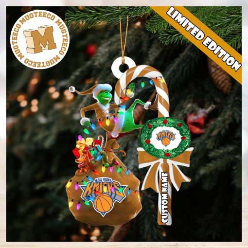 New York Knicks NBA Grinch Candy Cane Personalized Xmas Gifts Christmas Tree Decorations Ornament_48133728 1