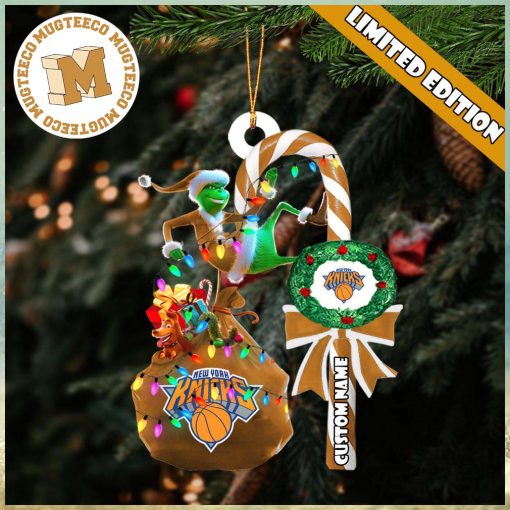 New York Knicks NBA Grinch Candy Cane Personalized Xmas Gifts Christmas Tree Decorations Ornament_48133728 1