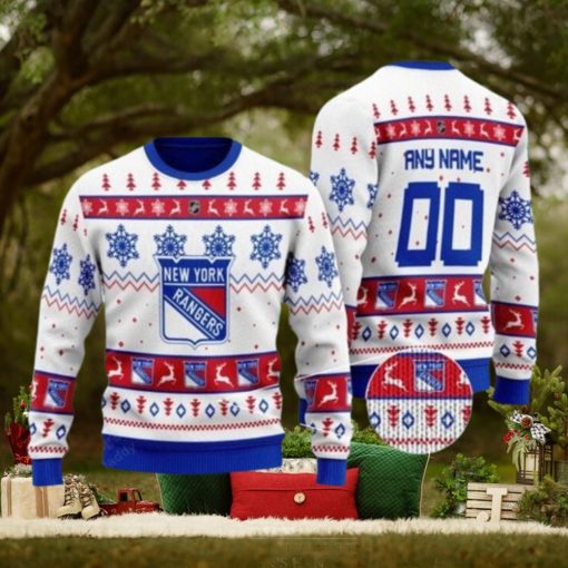 New York Rangers Personalized White Ugly Christmas Sweater