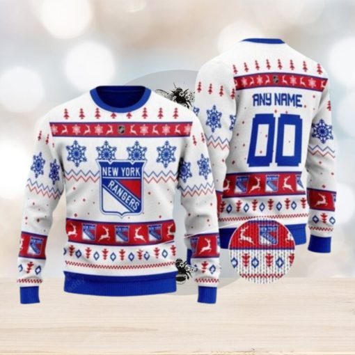 New York Rangers Personalized White Ugly Christmas Sweater