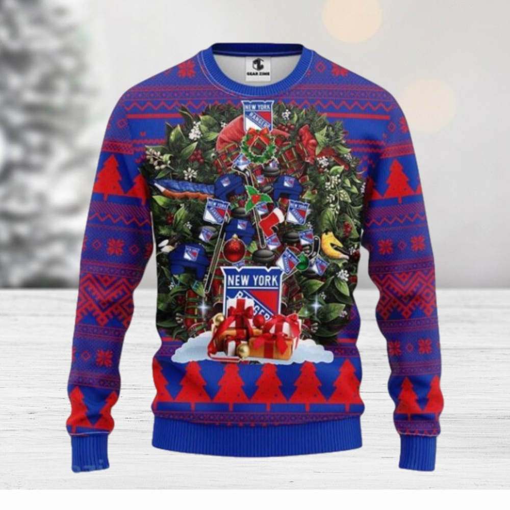 New York Rangers Big Logo Ugly Sweater - Red
