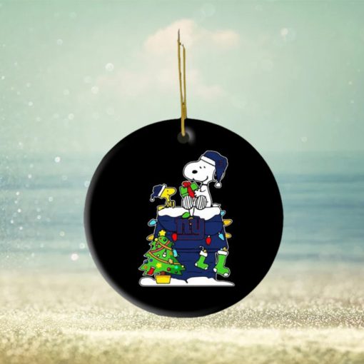 Nfl New York Giants Snoopy And Woodstock Christmas Ornament