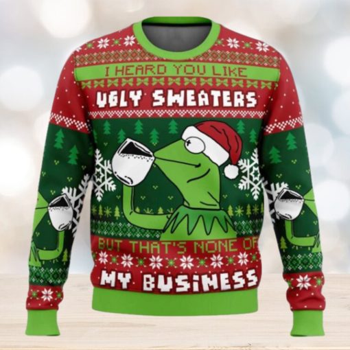 None Of My Business Kermit the Frog Ugly Christmas Sweater