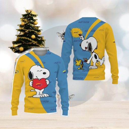 North York Astros Snoopy Cute Heart American Sports Team Funny 3D Sweater For Men And Women Gift Christmas