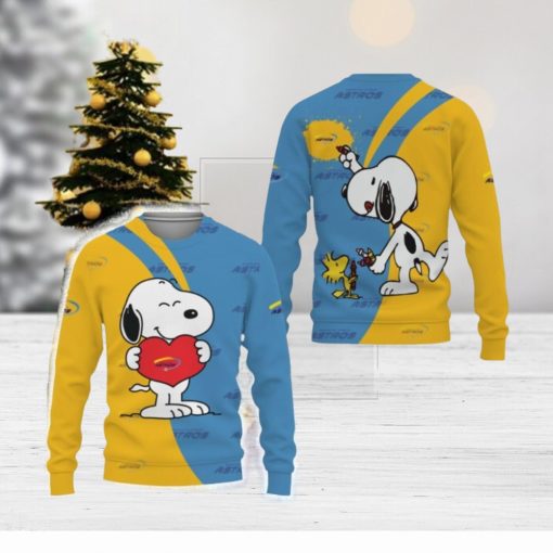 North York Astros Snoopy Cute Heart American Sports Team Funny 3D Sweater For Men And Women Gift Christmas