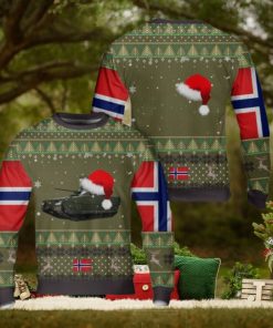 Norwegian Army CV90 Infantry Fighting Vehicle Christmas Santa Hat Pattern AOP Sweater Christmas Gift Sweater