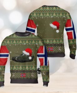 Norwegian Army CV90 Infantry Fighting Vehicle Christmas Santa Hat Pattern AOP Sweater Christmas Gift Sweater