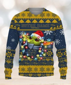 Notre Dame Fighting Irish Baby Yoda Star Wars Sports Football American Knitted Xmas Sweater