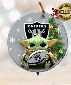 Oakland Raiders Baby Yoda NFL Custom Name 2023 Holiday Gifts Christmas Decorations Ornament