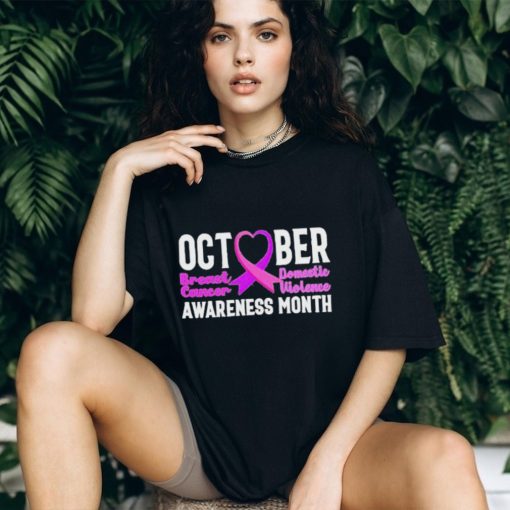 October breast cancer domestic violence awareness month shirt