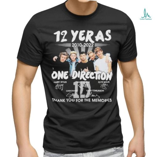 Official 12 years 2010 2022 one direction thank you for the memories signatures shirt