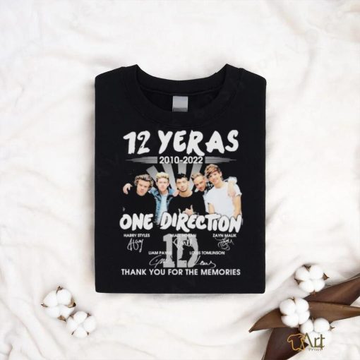 Official 12 years 2010 2022 one direction thank you for the memories signatures shirt