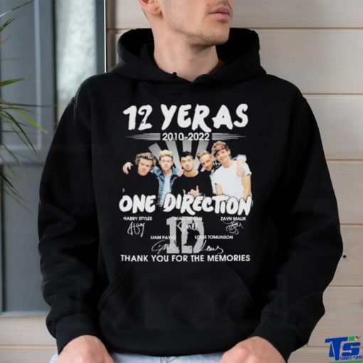 Official 12 years 2010 2022 one direction thank you for the memories signatures shirt