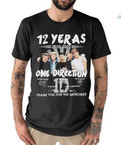 Official 12 years 2010 2022 one direction thank you for the memories signatures shirt