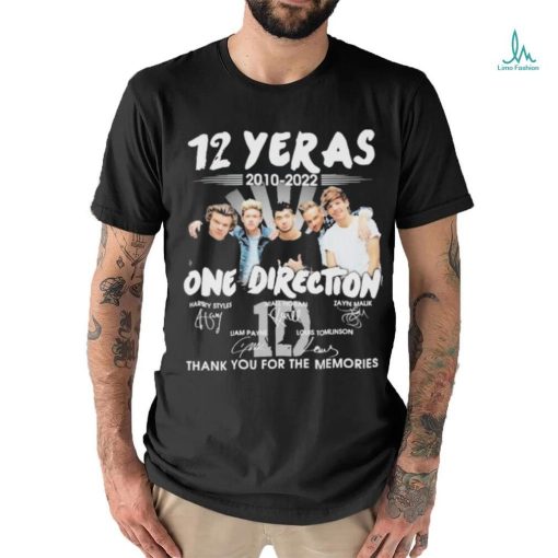 Official 12 years 2010 2022 one direction thank you for the memories signatures shirt