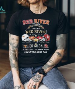 Official Allstate 2023 red river rivalry Oklahoma sooners the river runs red 34 october 7 T shirt