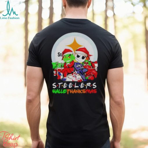 Official Grinch And Jack Skellington Pittsburgh Steelers Hallothankmas Shirt
