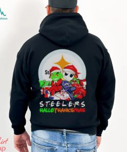 Official Grinch And Jack Skellington Pittsburgh Steelers Hallothankmas Shirt
