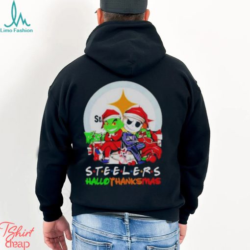 Official Grinch And Jack Skellington Pittsburgh Steelers Hallothankmas Shirt