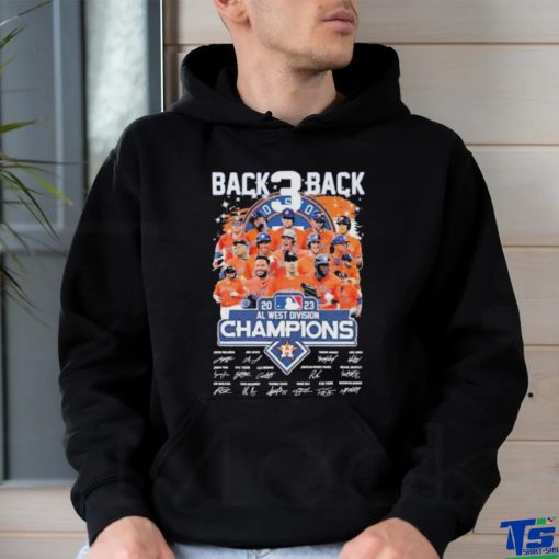 Official Houston Astros Back 3 Back 2023 Al West Division Champions Signatures Shirt
