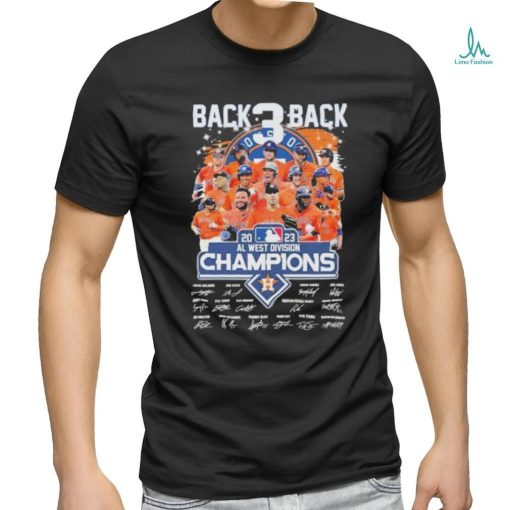 Official Houston Astros Back 3 Back 2023 Al West Division Champions Signatures Shirt