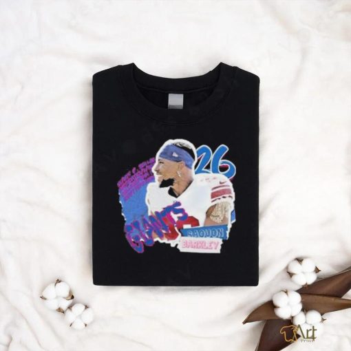 Official Saquon Barkley Football Paper New York Giants T shirt