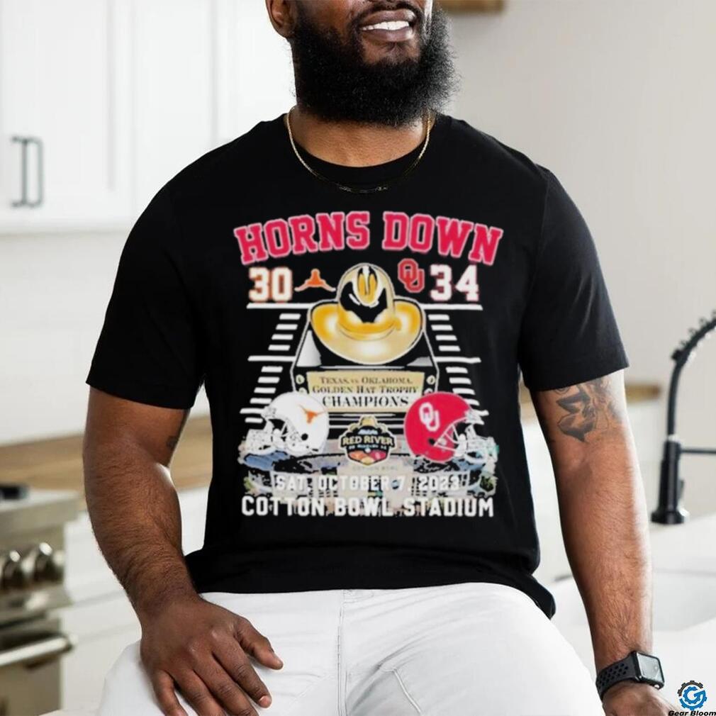 Official Texas 30 Oklahoma 34 Cotton Bowl Stadium Shirt Official Texas 30 Oklahoma 34 Cotton Bowl Stadium Shirt