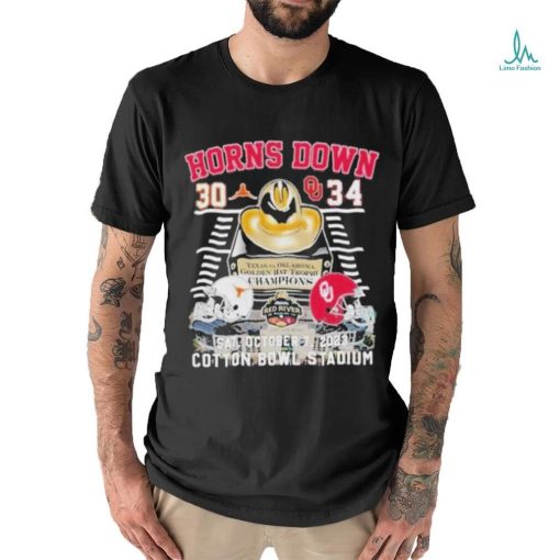 Official Texas 30 Oklahoma 34 Cotton Bowl Stadium Shirt