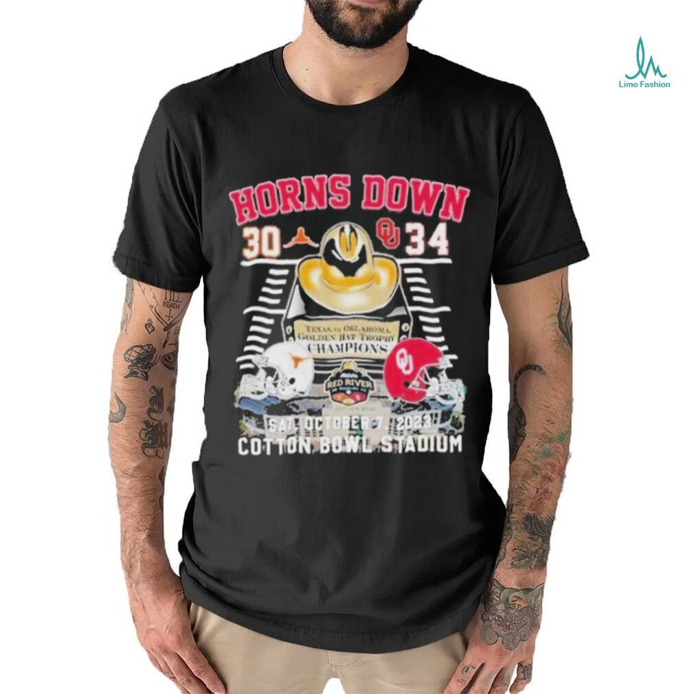 Official Texas 30 Oklahoma 34 Cotton Bowl Stadium Shirt Official Texas 30 Oklahoma 34 Cotton Bowl Stadium Shirt