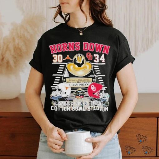 Official Texas 30 Oklahoma 34 Cotton Bowl Stadium Shirt
