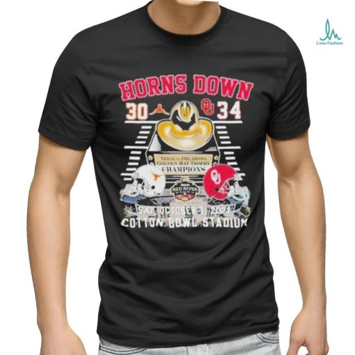 Official Texas 30 Oklahoma 34 Cotton Bowl Stadium Shirt