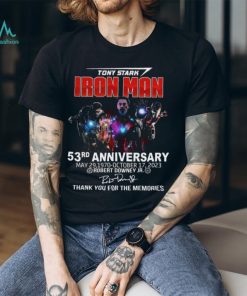 Official Tony Stark Iron Man 53rd Anniversary May 29, 1970 October 17, 2023 Thank You For The Memories Shirt