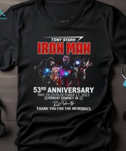 Official Tony Stark Iron Man 53rd Anniversary May 29, 1970 October 17, 2023 Thank You For The Memories Shirt