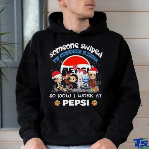 Official baby horror santa someone swiped my reindeer sleigh so now I work at pepsi christmas shirt