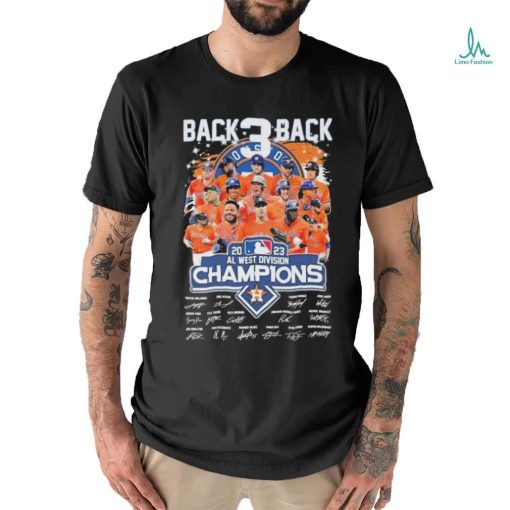 Official back 3 Back 2023 Al west division champions Houston Astros team player signatures shirt