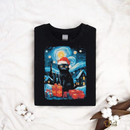 Official christmas Cat Painting Van Gogh Style Shirt