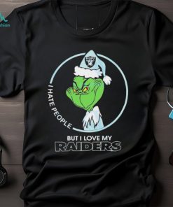 Official grinch Santa Claus I Hate People But I Love My Las Vegas Raiders Football Christmas Shirt