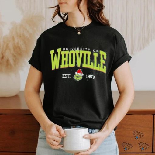 Official whoville University Est 1957 Retro Christmas Santa Grinch Shirt
